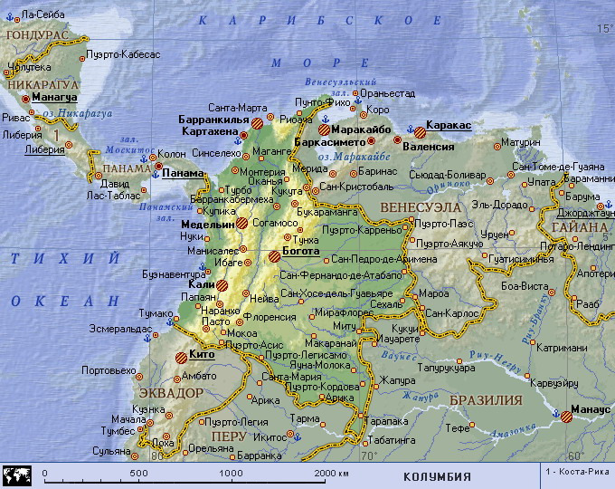 Колумбия карта