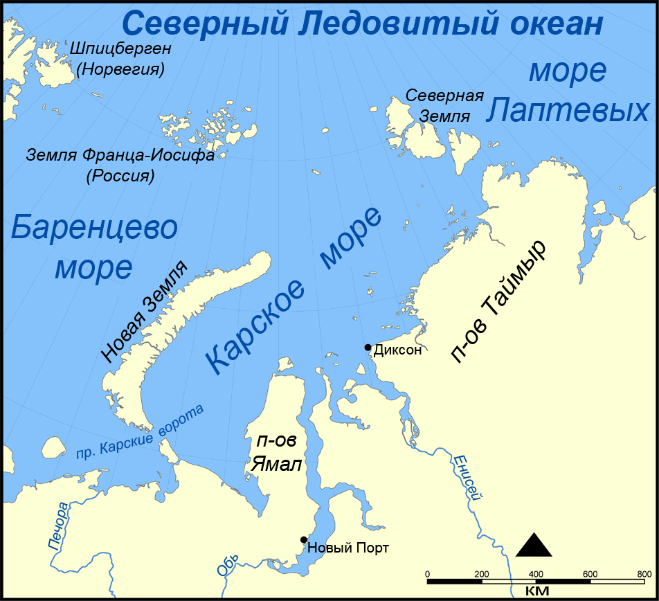 Карское море карта