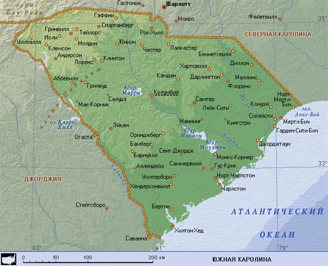 Южная Каролина карта