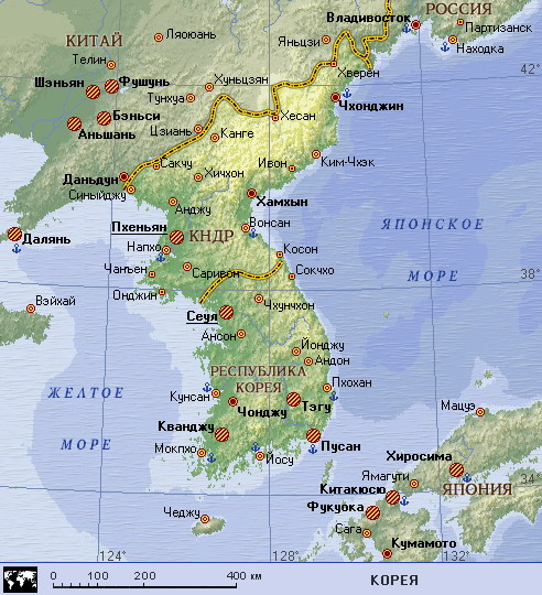 Южная Корея карта