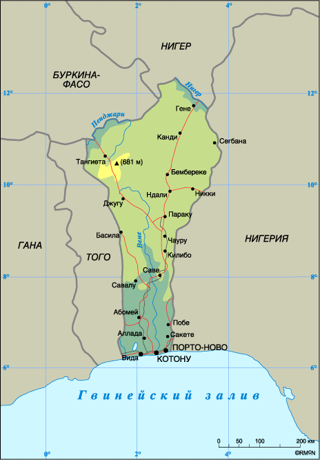 Бенин карта