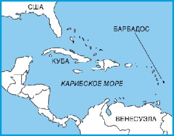 Барбадос на карте