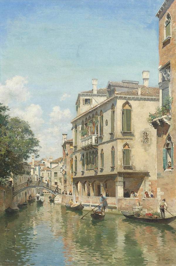 Занятой день на венецианском канале